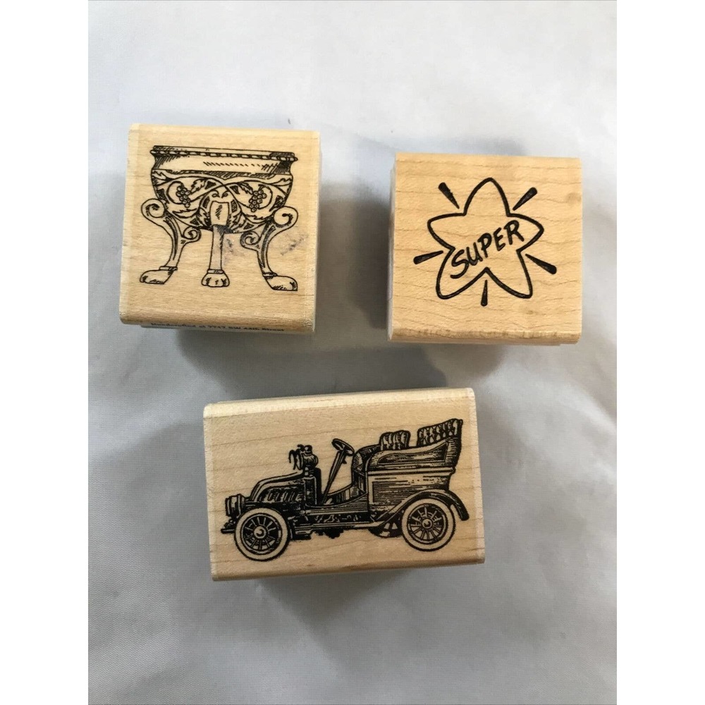 Lot of 29 Wood Mounted Rubber Crafting Stamps Miscellaneous N3-4 - Picture 6 of 7